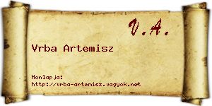 Vrba Artemisz névjegykártya